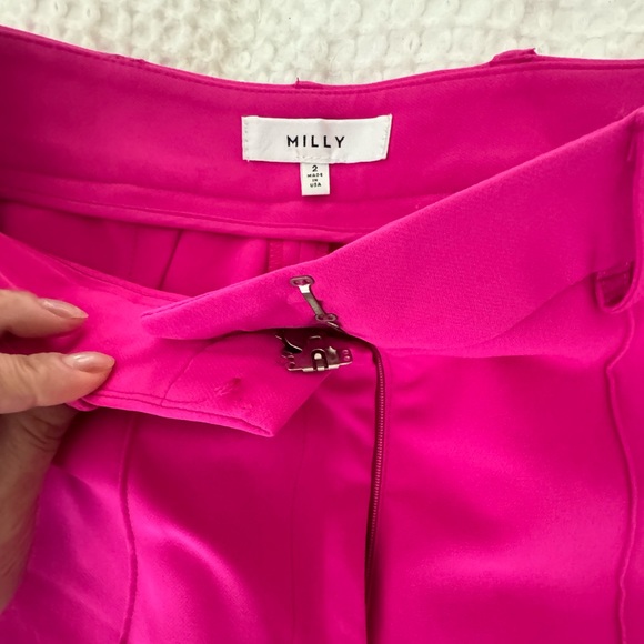 Milly Italian Cady cropped Hayden pants in raspberry pink, size 2 - Picture 4 of 5